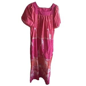Anthony Richard's Dress Pockets Lounger Muumuu Hawaiian Sz M Coral Giraffes